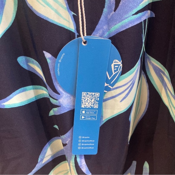 CUPSHE Sz M Tranquil Tropics Round Neckline Shirred One Piece Bathing suit NEW - Picture 12 of 13